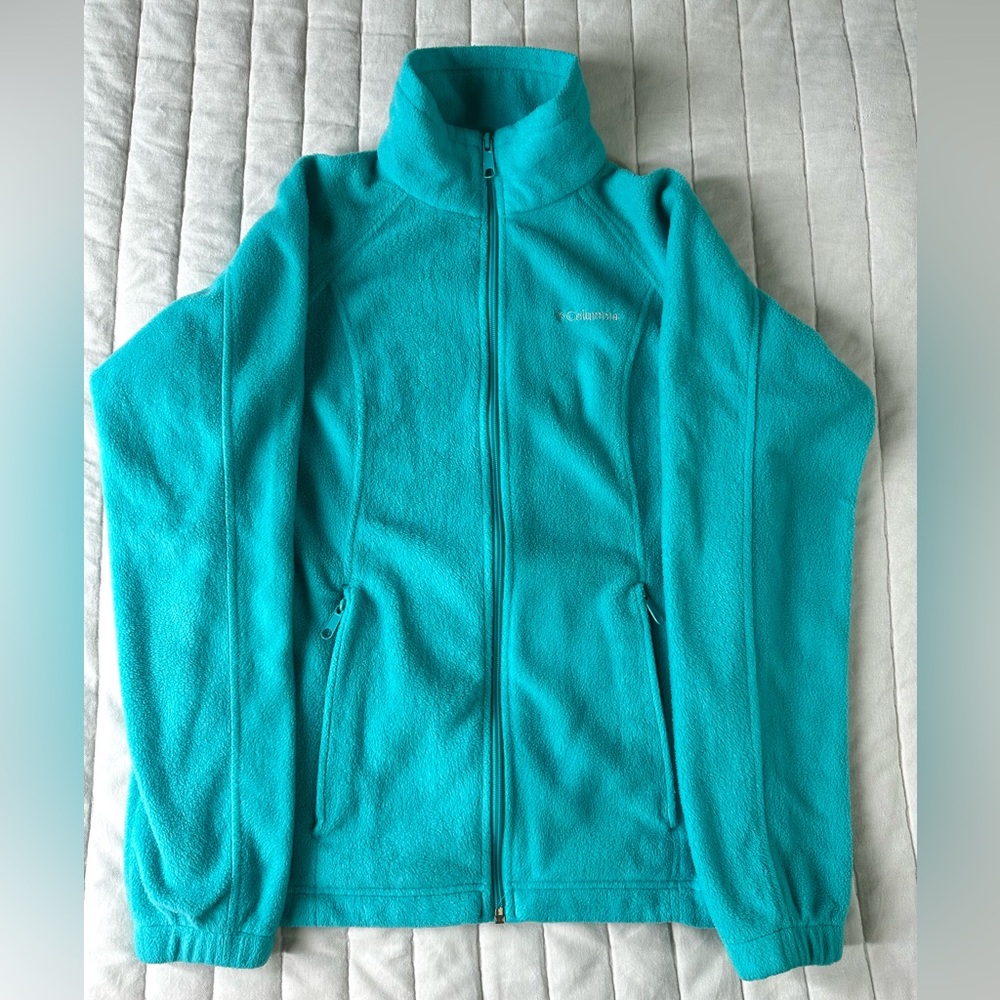 Columbia Women’s Teal Full Zip Fleece Jacket SM Lightweight Soft Outdoor Coat
